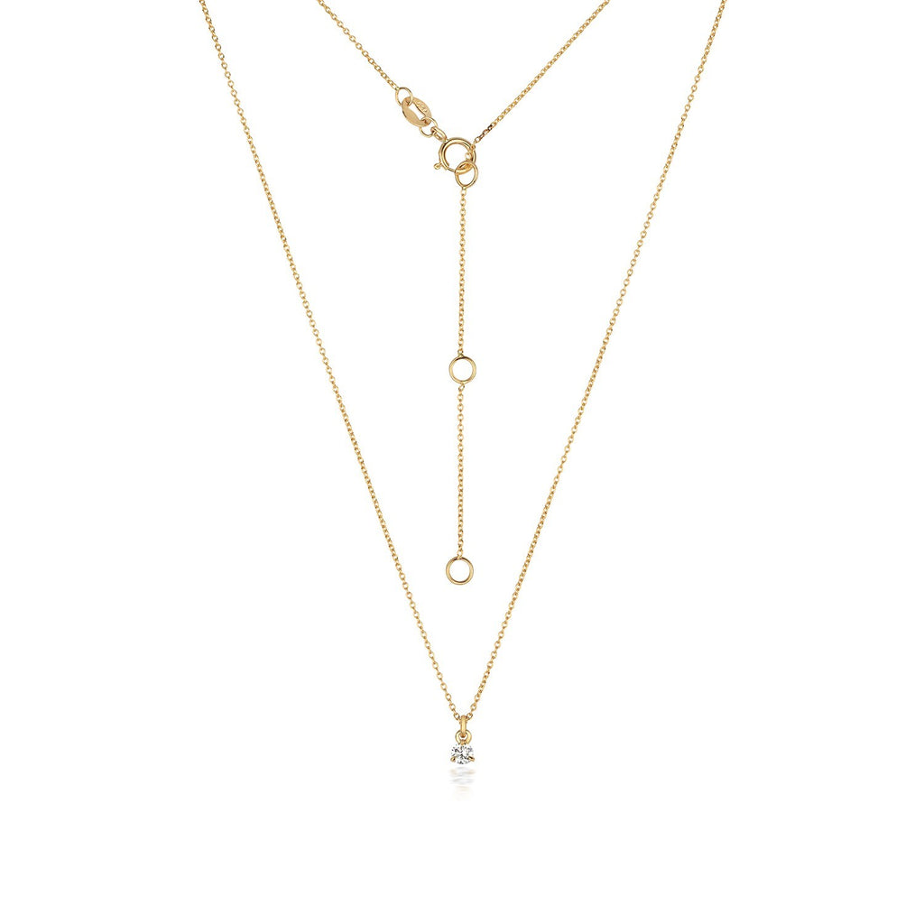 1 Natural Diamond Solitaire Necklace 18ct Yellow Gold Hallmarked British Made