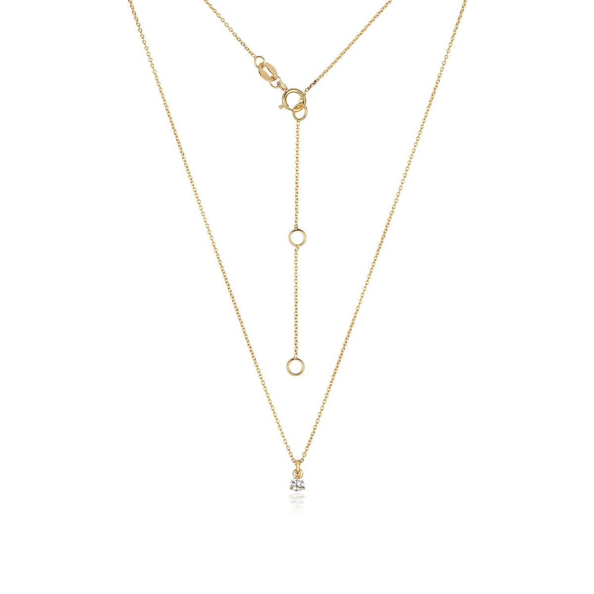 1 Natural Diamond Solitaire Necklace 18ct Yellow Gold Hallmarked British Made