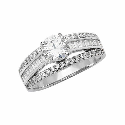 Sterling Silver Solitaire Ring Engagement Triple Band 925 Hallmarked Size M - S