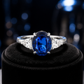 Sterling Silver Sapphire Ring Solitaire 925 Hallmarked British Made Sizes J - R