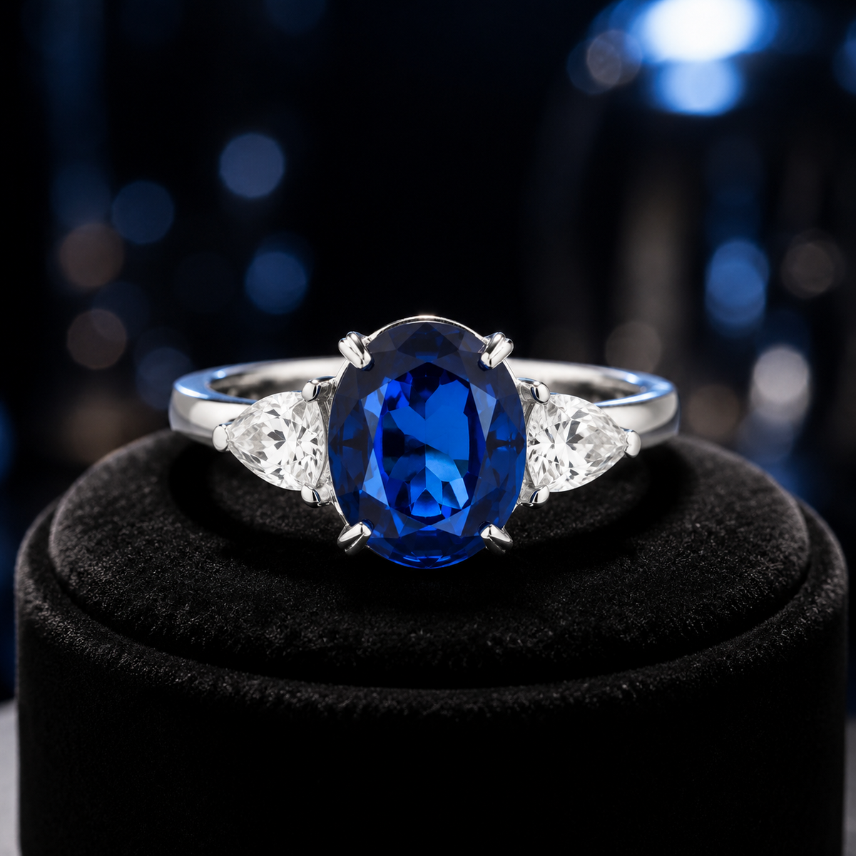 Sterling Silver Sapphire Ring Solitaire 925 Hallmarked British Made Sizes J - R