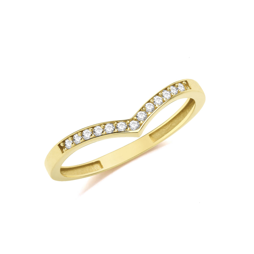 9ct Yellow Gold Wishbone Ring Hallmarked Sizes J - T British Made