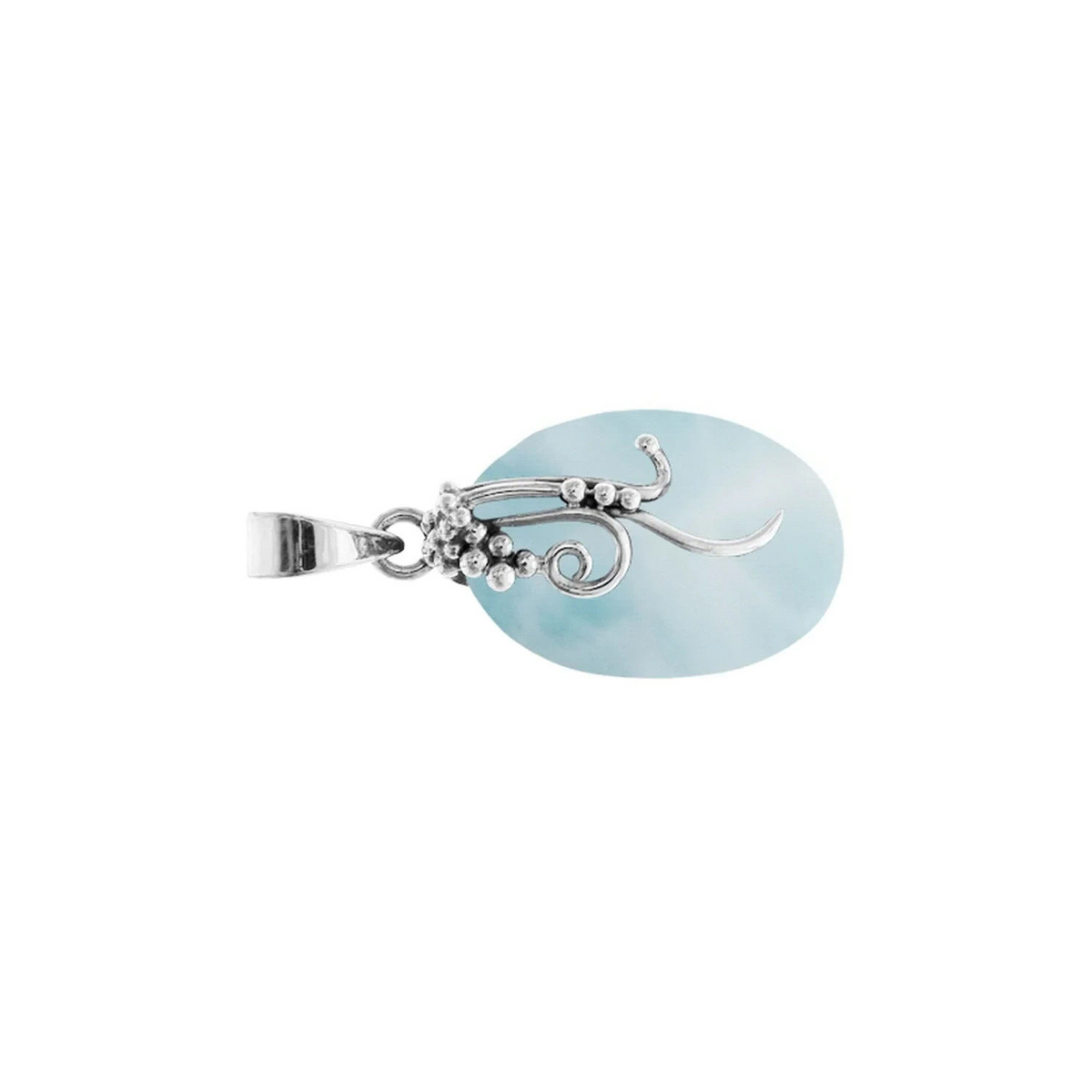 Oval Blue Larimar Pendant Sterling Silver 925 Hallmarked All Chain Lengths