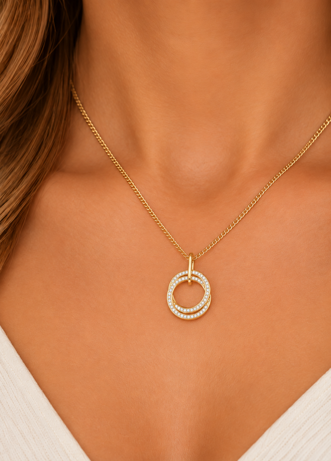 Eternity Pave Circle 9ct Yellow Gold Pendant 375 Hallmarked All Chain Lengths