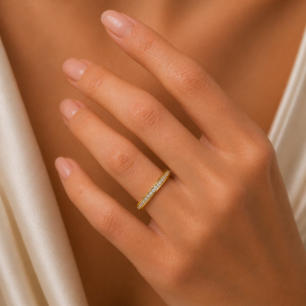 Eternity Ring 9ct Yellow Gold Hallmarked Sizes J - T British Made Brand New