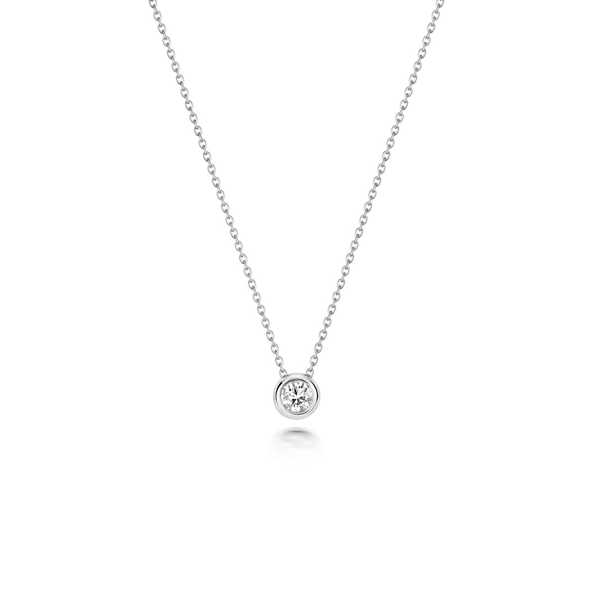 1 Natural Diamond Flush Necklace 18ct White Gold Hallmarked British Made