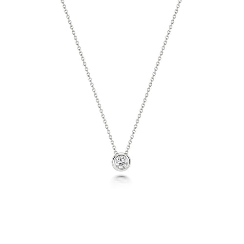 1 Natural Diamond Flush Necklace 18ct White Gold Hallmarked British Made