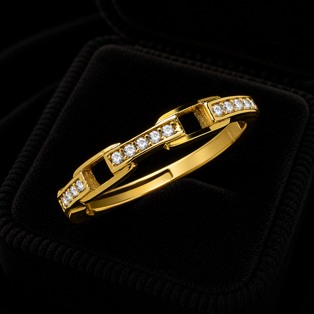 Chain Link Ring 9ct Yellow Gold Hallmarked Sizes J - T British Made