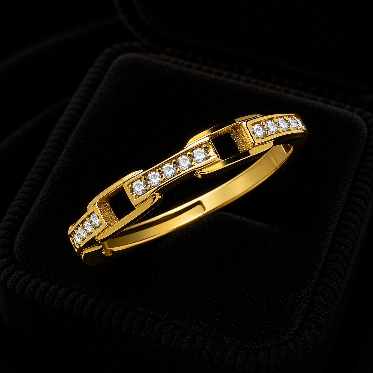 Chain Link Ring 9ct Yellow Gold Hallmarked Sizes J - T British Made