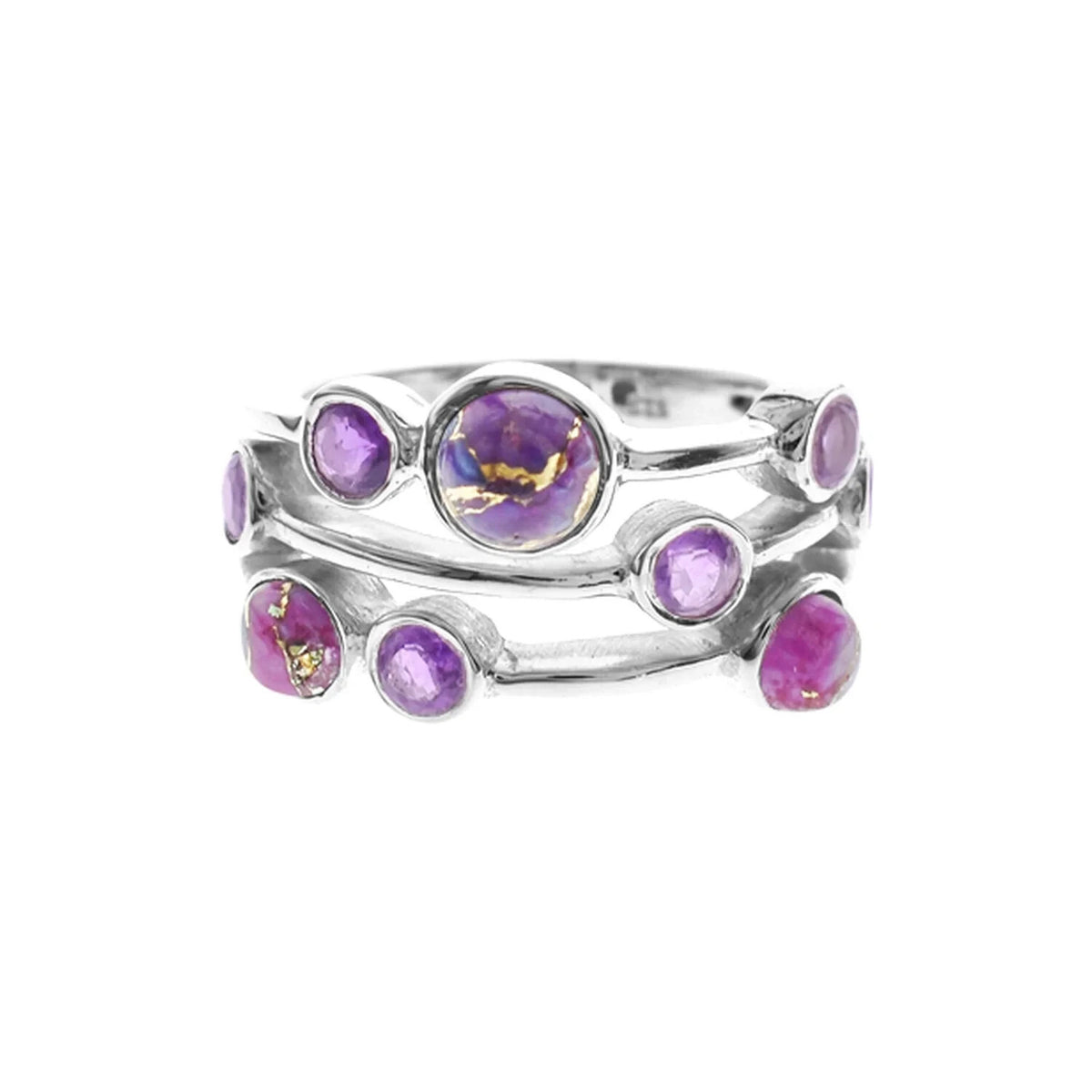 Natural 9 Amethyst Ring Sterling Silver 925 Hallmarked British Made Size K - T
