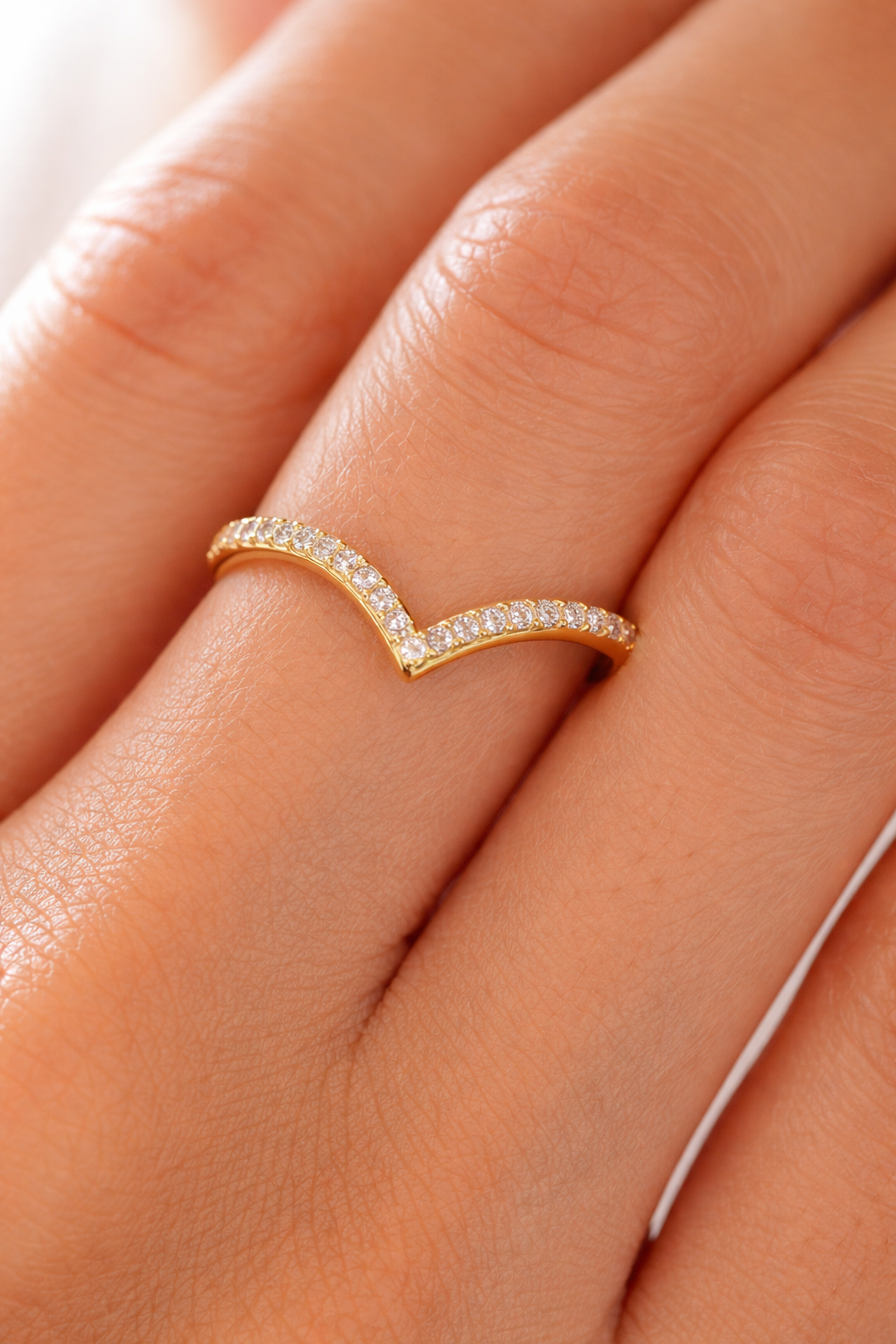 30 Stone Wishbone Ring 9ct Yellow Gold Hallmarked Sizes J - S British Made