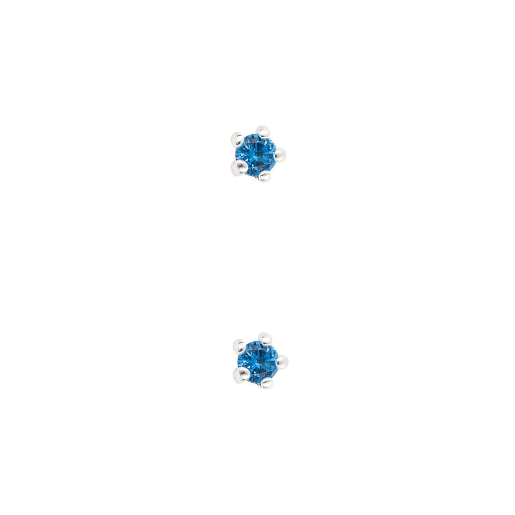 Tiny Prong Sapphire Stud Earrings Sterling Silver 925 Hallmarked Brand New Boxed