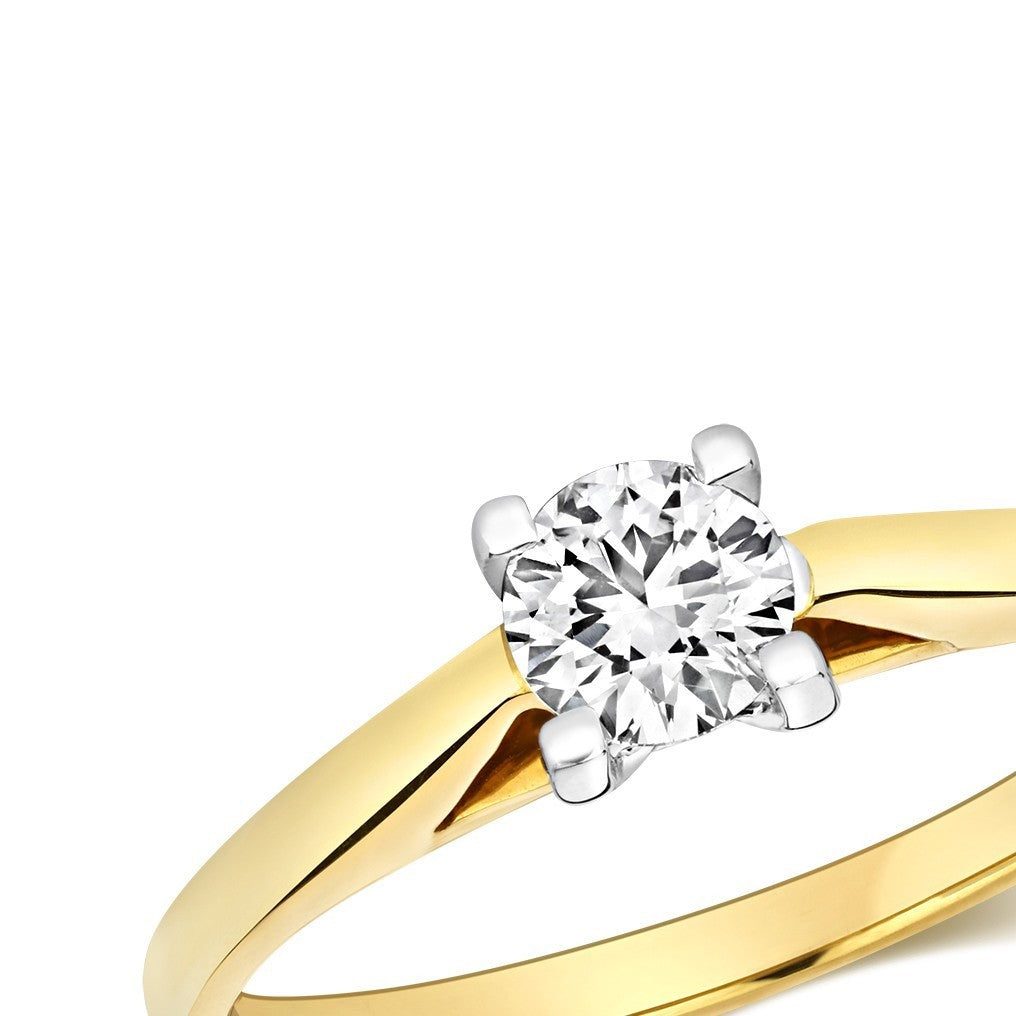 Solitaire Natural Diamond Ring 18ct Yellow Gold Hallmarked Sizes J - M