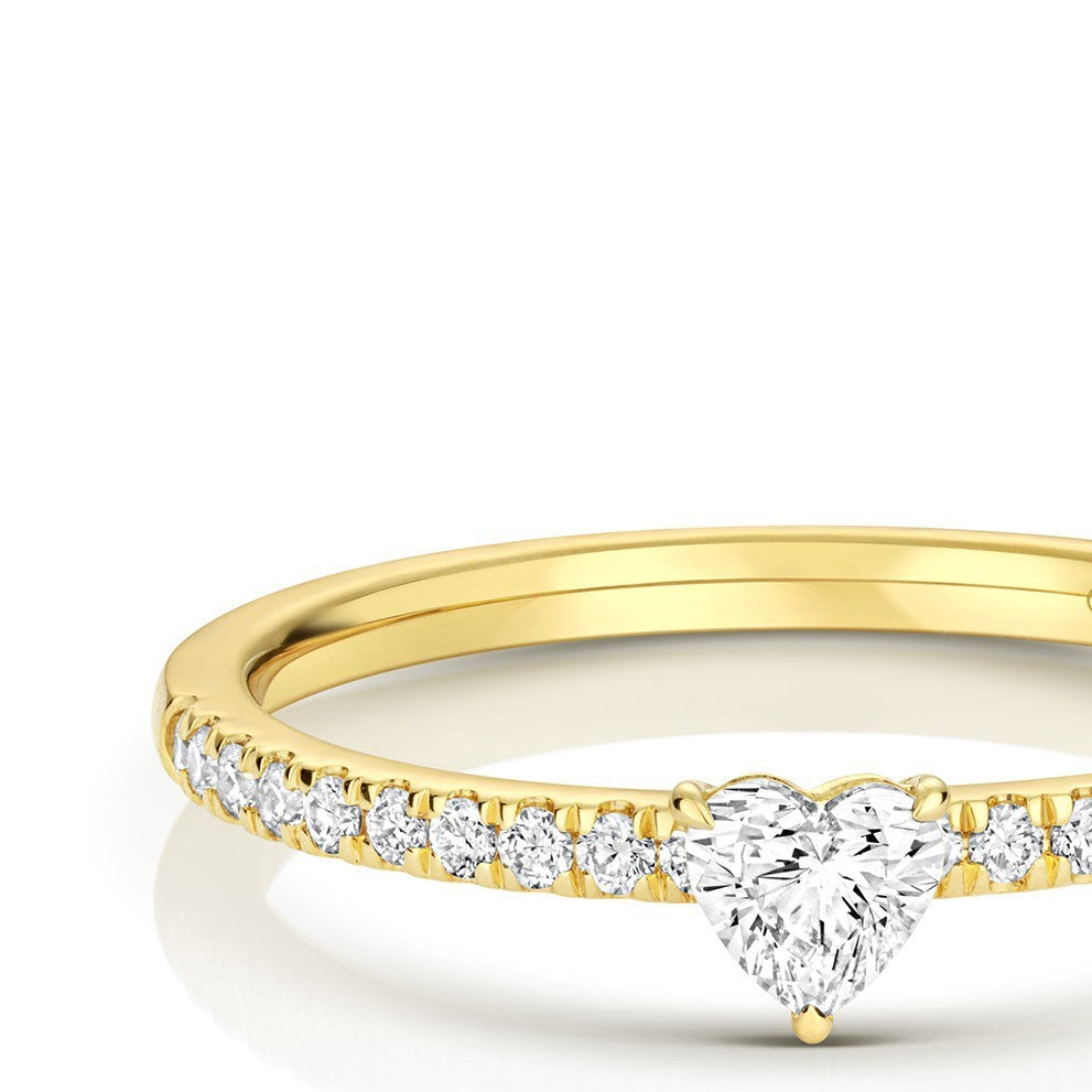 21 Natural Diamond Heart Ring 18ct Yellow Gold Hallmarked Sizes K - N
