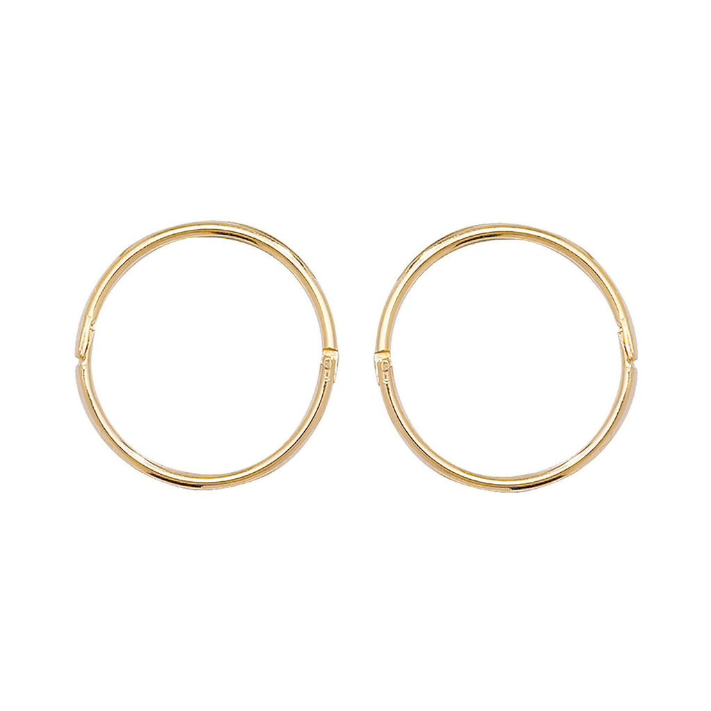 9ct Yellow Gold Hinged Hoop Earrings 375 Hallmarked 10mm 12mm 14mm Diameter