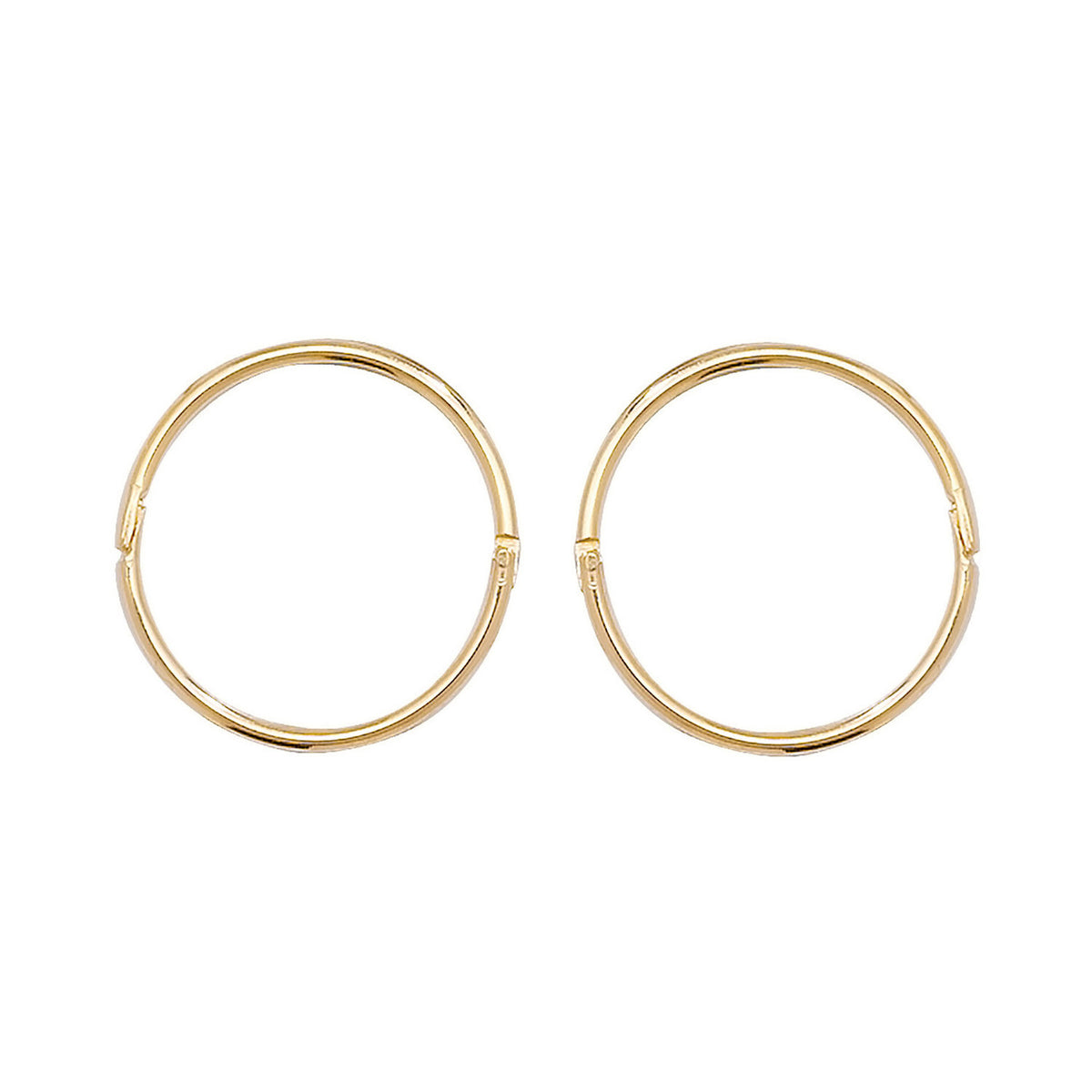 9ct Yellow Gold Hinged Hoop Earrings 375 Hallmarked 10mm 12mm 14mm Diameter