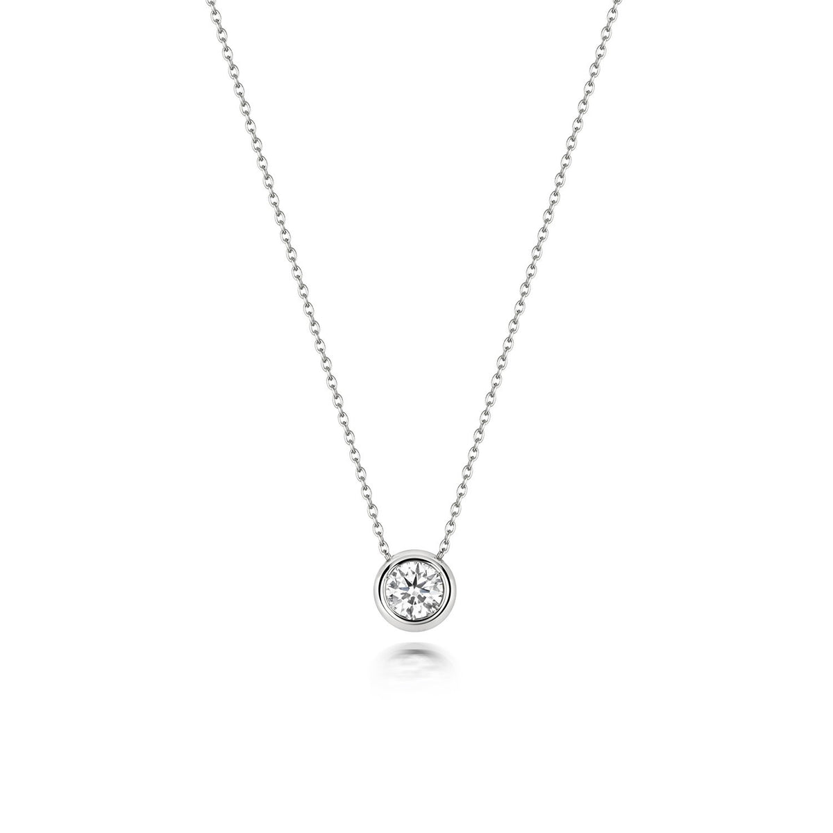 1 Natural Diamond Flush Necklace 18ct White Gold Hallmarked British Made