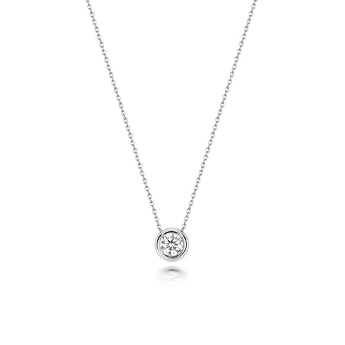 1 Natural Diamond Flush Necklace 18ct White Gold Hallmarked British Made