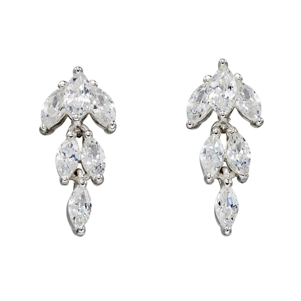 Marquise Zircon Drop Earrings Sterling Silver 925 Hallmarked Brand New Boxed