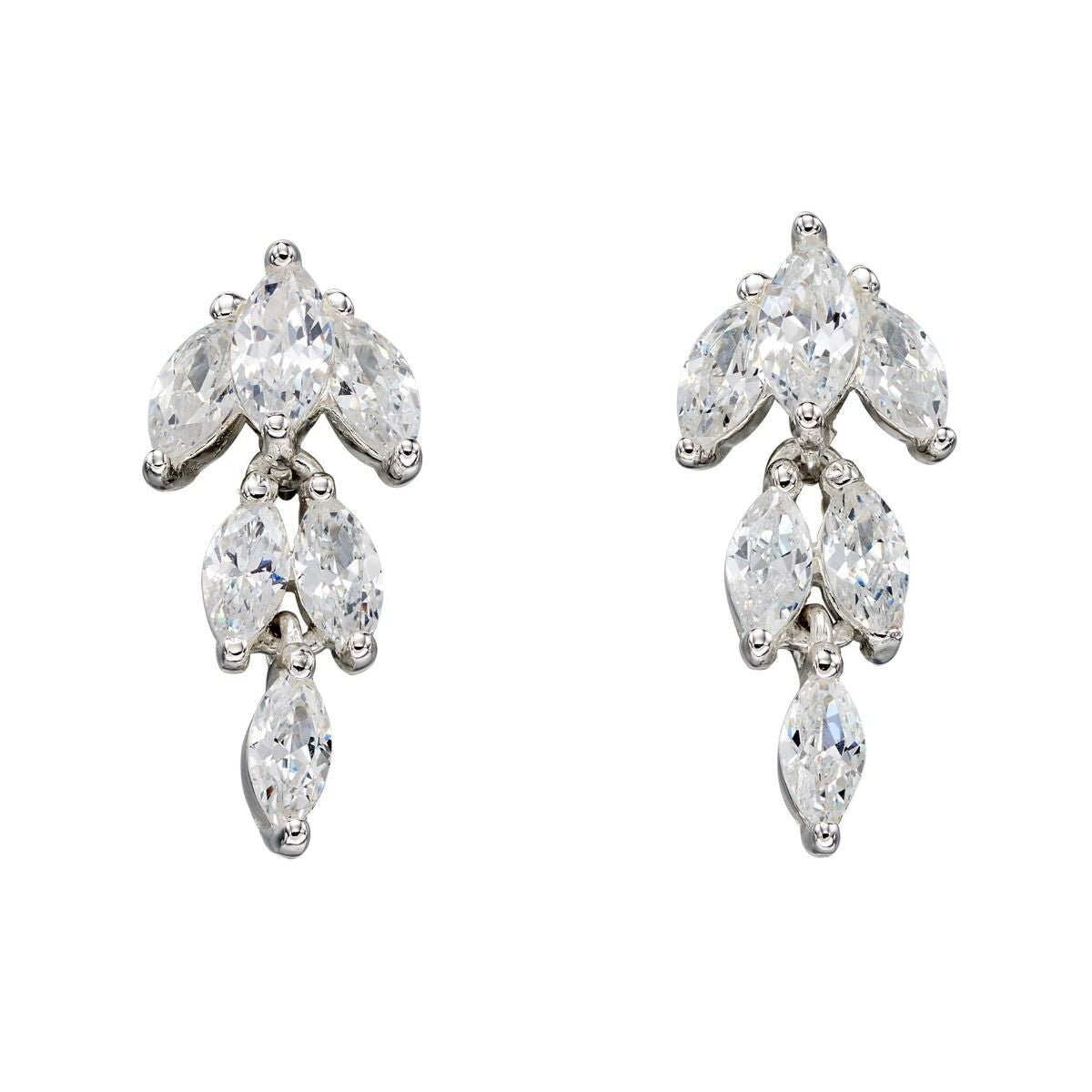 Marquise Zircon Drop Earrings Sterling Silver 925 Hallmarked Brand New Boxed