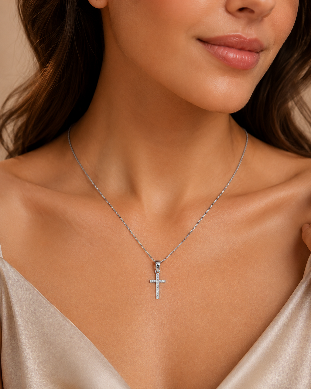 Zircon Cross Pendant Sterling Silver 925 Hallmarked All Chain Lengths Brand New