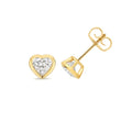 1 Lab Grown Diamond Heart Stud Earrings 18ct Yellow Gold Hallmarked British Made