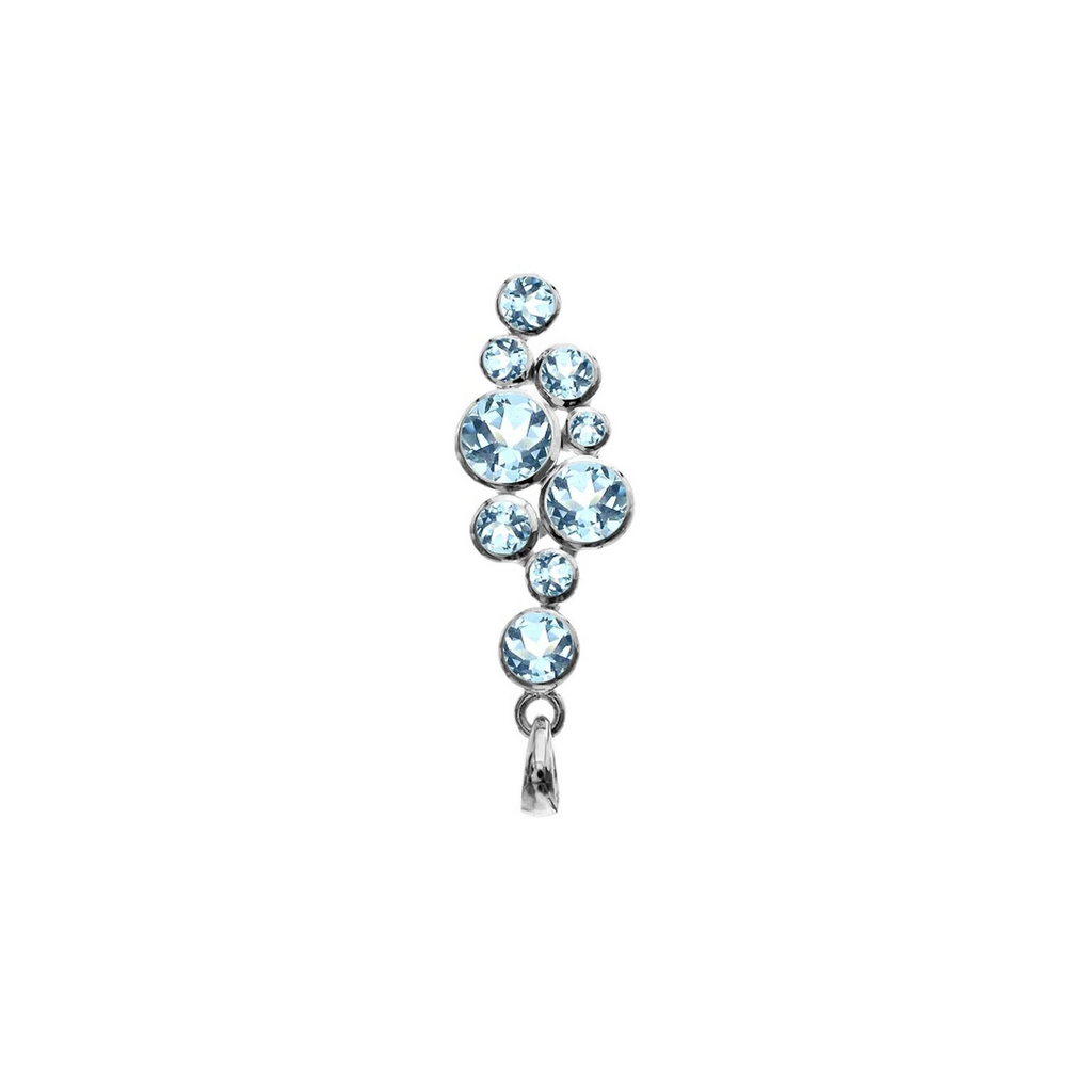 Blue Topaz Bubble Drop Pendant Sterling Silver 925 Hallmark All Chain Lengths