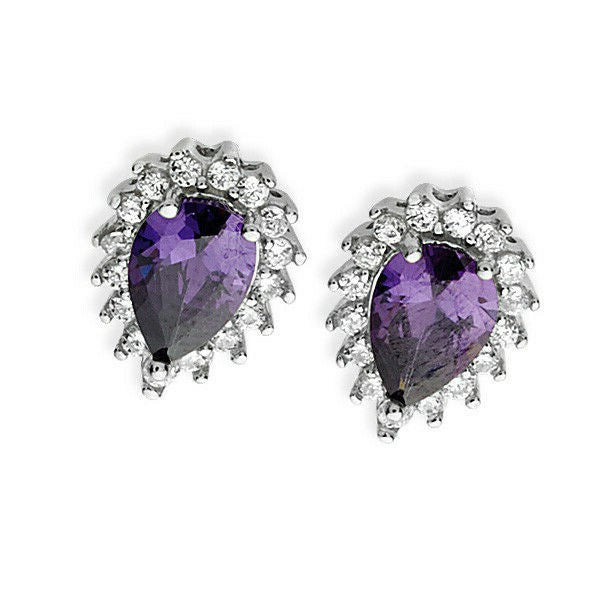 Amethyst Earrings Solid Sterling Silver 925 Hallmark Brand New Boxed