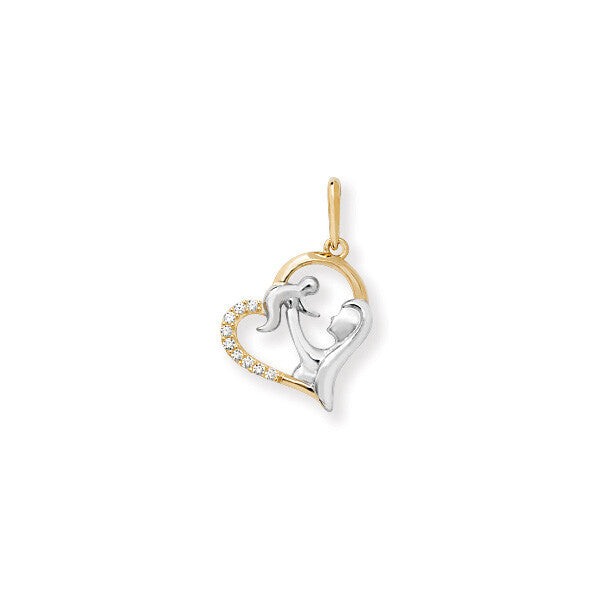 Yellow Gold Mother Baby Heart Pendant Hallmarked British Made All Chain Lengths