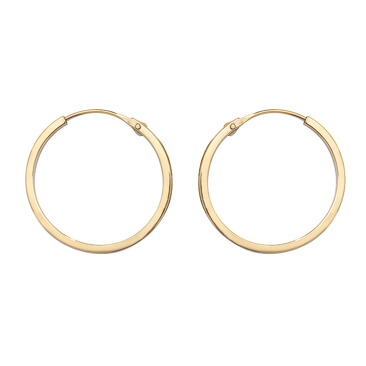 9ct Yellow Gold Sleeper Hoop Earrings 375 Hallmarked 8mm - 14mm Diameter
