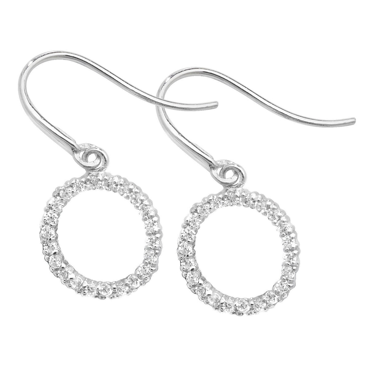 Channel Set Hook Drop Earrings 9ct White Gold 375 Hallmarked Brand New Boxed