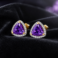 Natural Trillion Amethyst Diamond Earrings 9ct Multi Tone Gold 375 Hallmarked