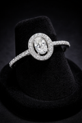 Sterling Silver Halo Ring Oval Engagement Gemstone 925 Hallmarked Size J - T