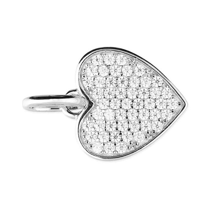 Pave Heart Zircon Pendant Sterling Silver 925 Hallmarked All Chain Lengths