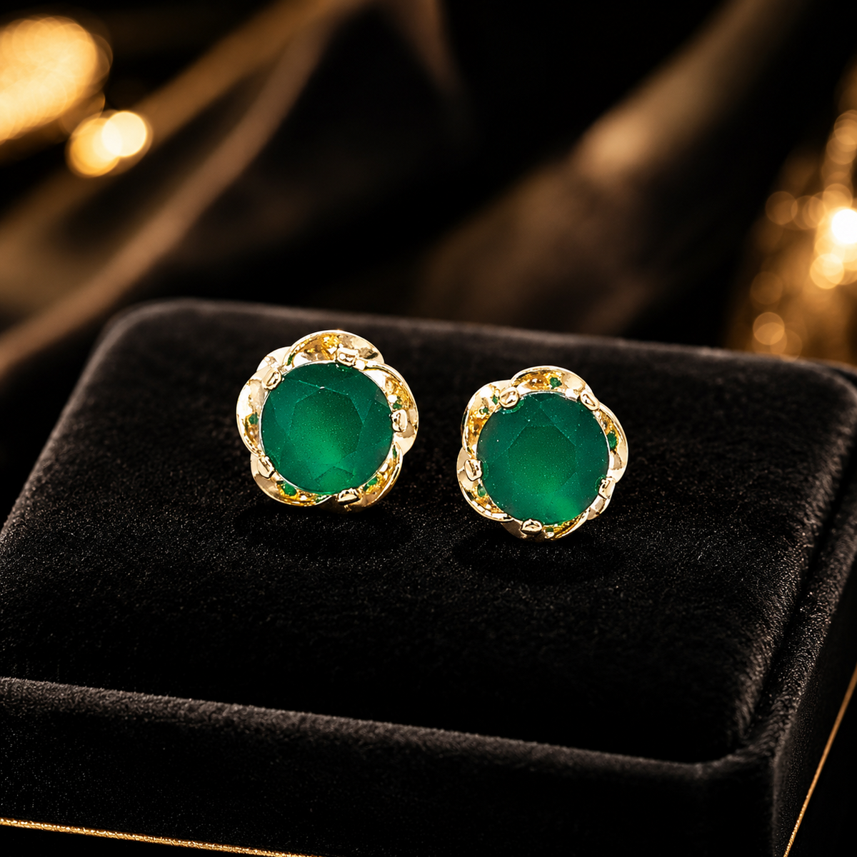 Yellow Gold Emerald Earrings Solitaire Natural Stone 375 9 Carat New Boxed
