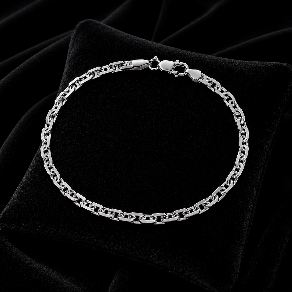 Gents Solid Sterling Silver Anchor Chain Bracelet British Made 925 Hallmarked