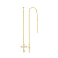 6 Stone Cross Drop Earrings 9ct Yellow Gold 375 Hallmarked Brand New Boxed