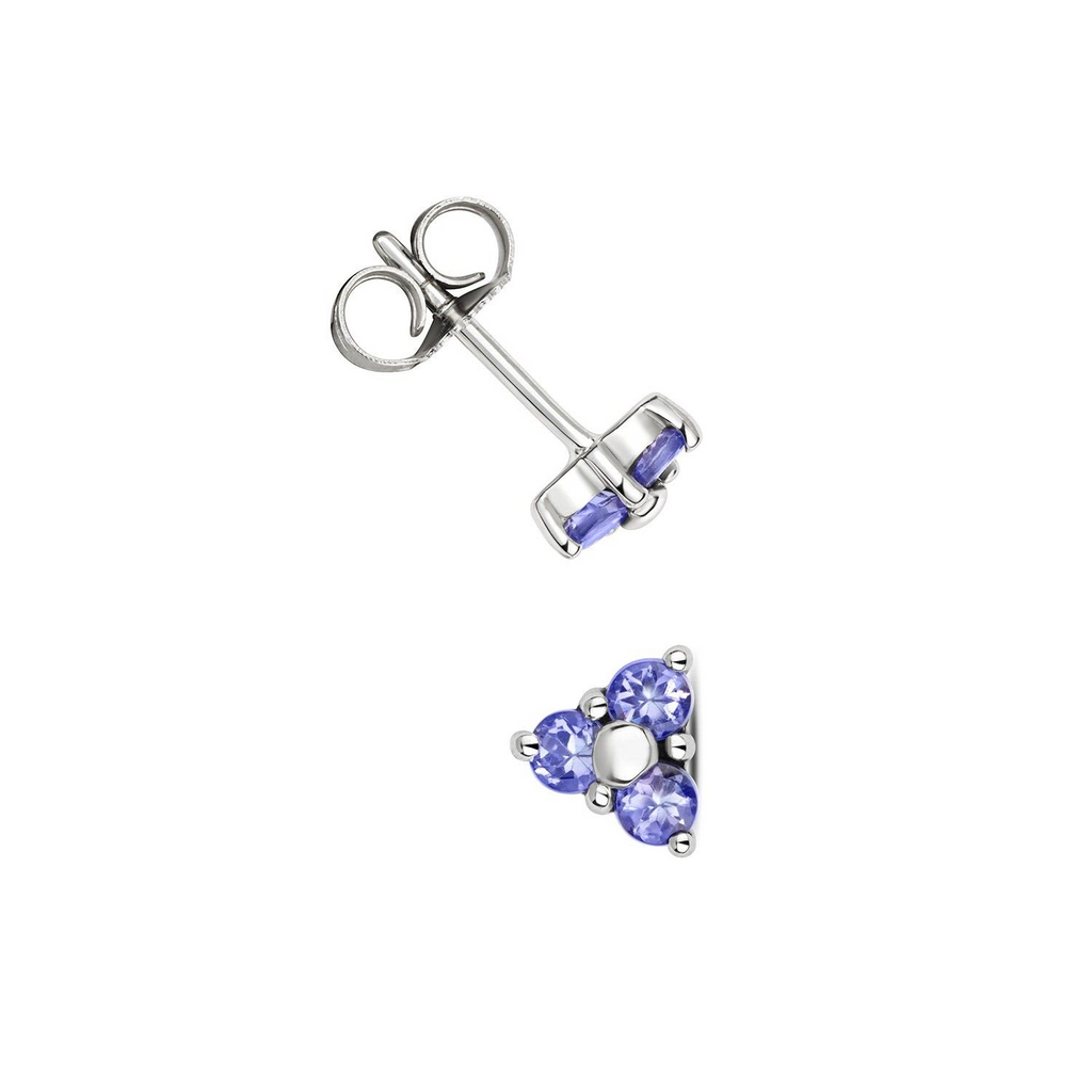 Yellow Gold 3 Stone Tanzanite Earrings 9ct 375 Hallmarked New Boxed British Made