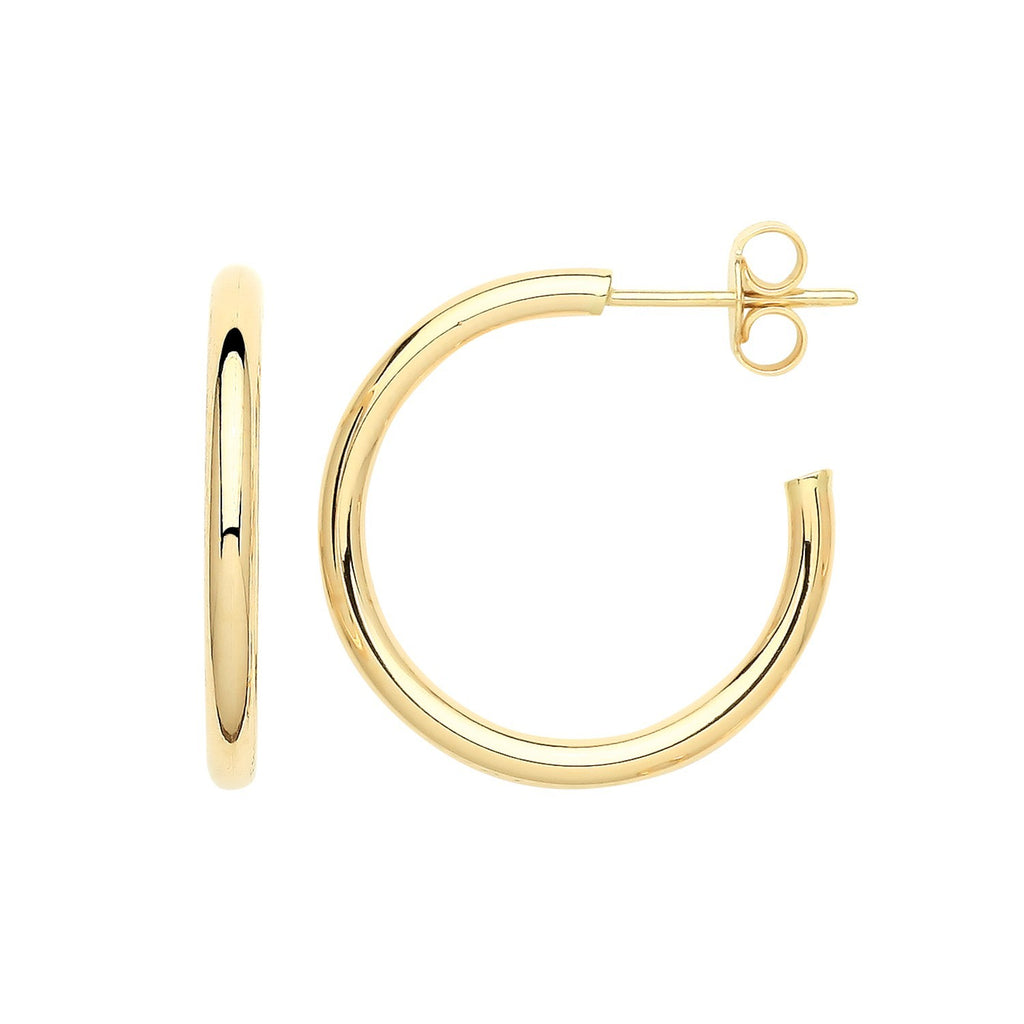 9ct Yellow Gold Open Hoop Earrings 375 Hallmarked 10mm - 20mm Diameter