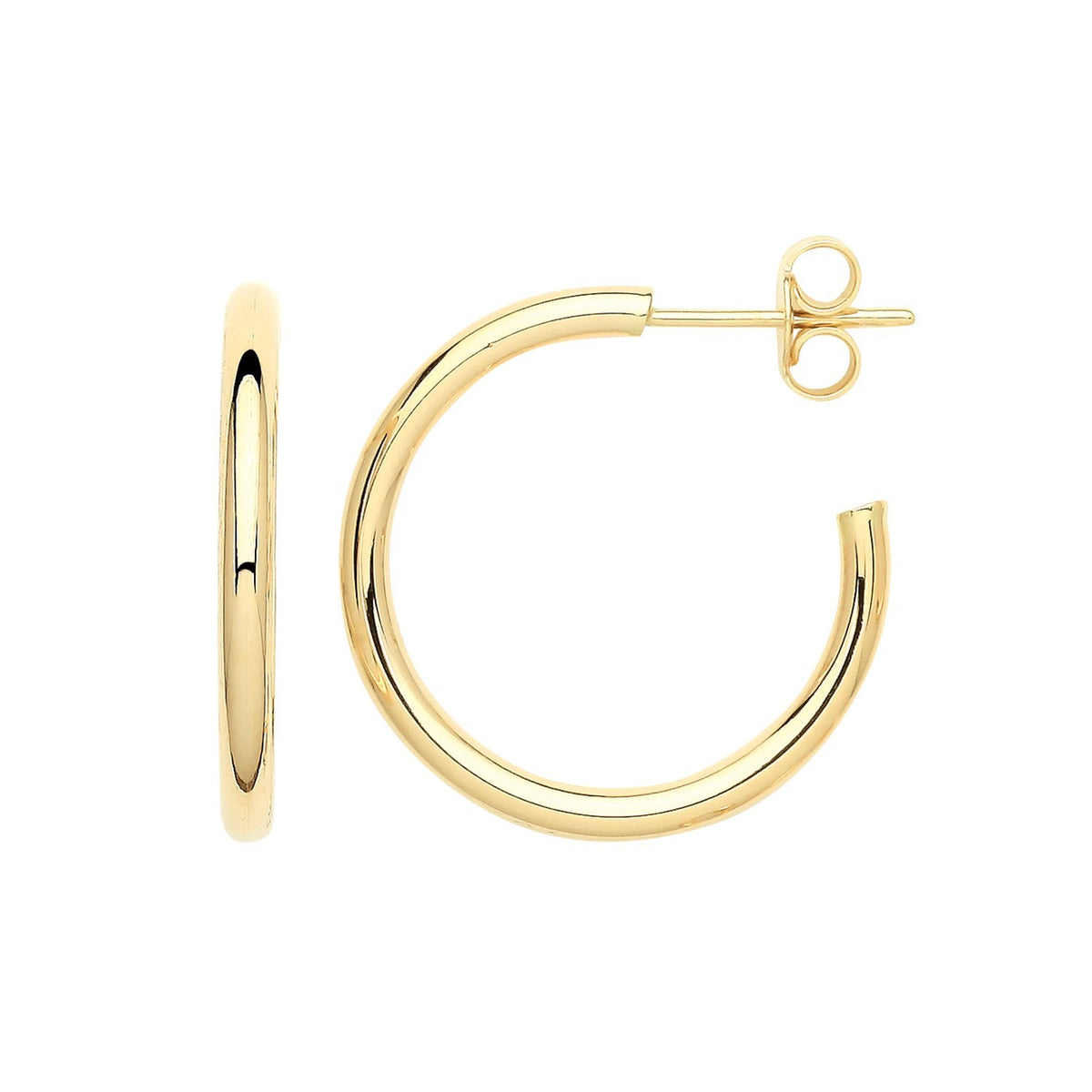 9ct Yellow Gold Open Hoop Earrings 375 Hallmarked 10mm - 20mm Diameter