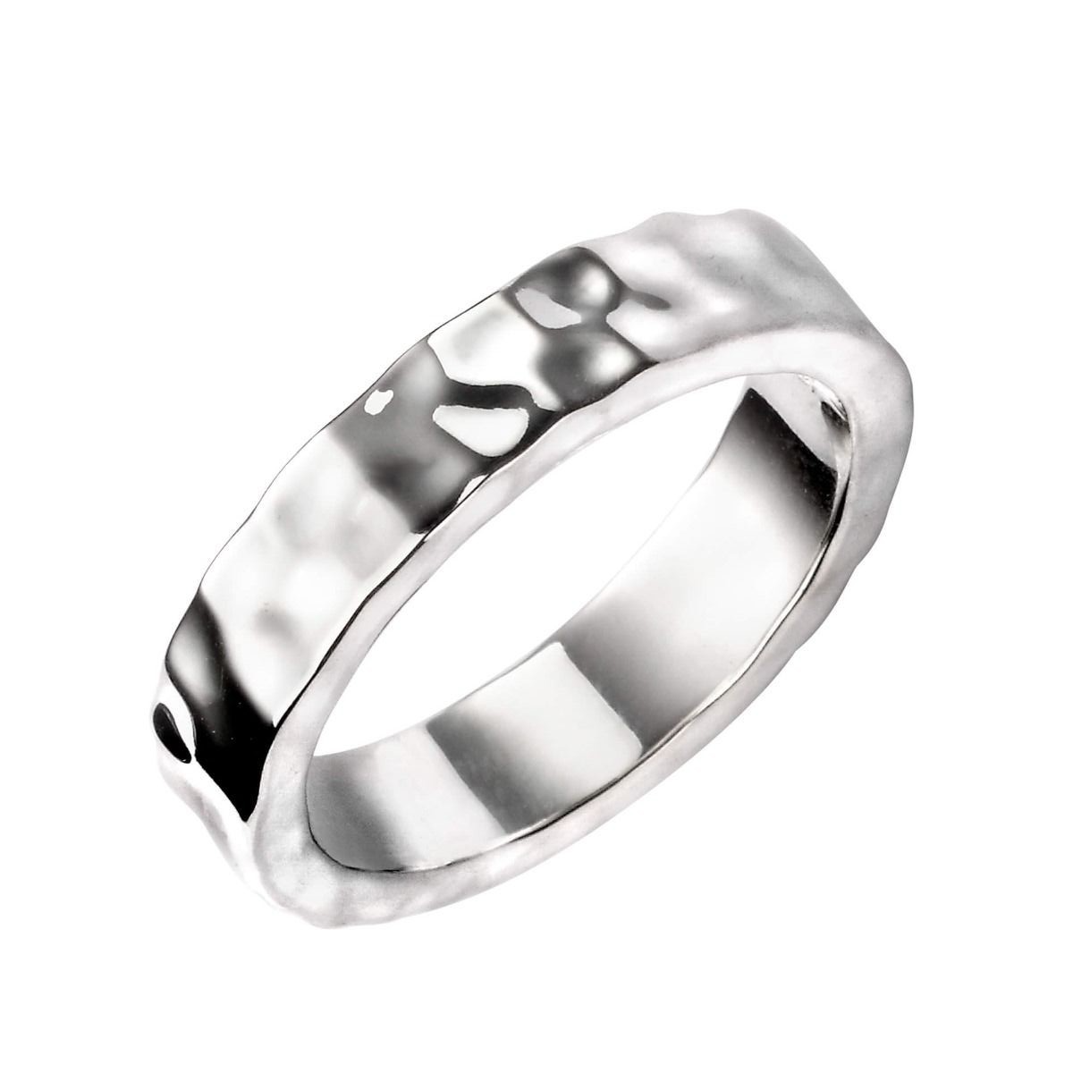 Sterling Silver Solid Hammered Band Ring 925 Hallmarked Size Q - Z