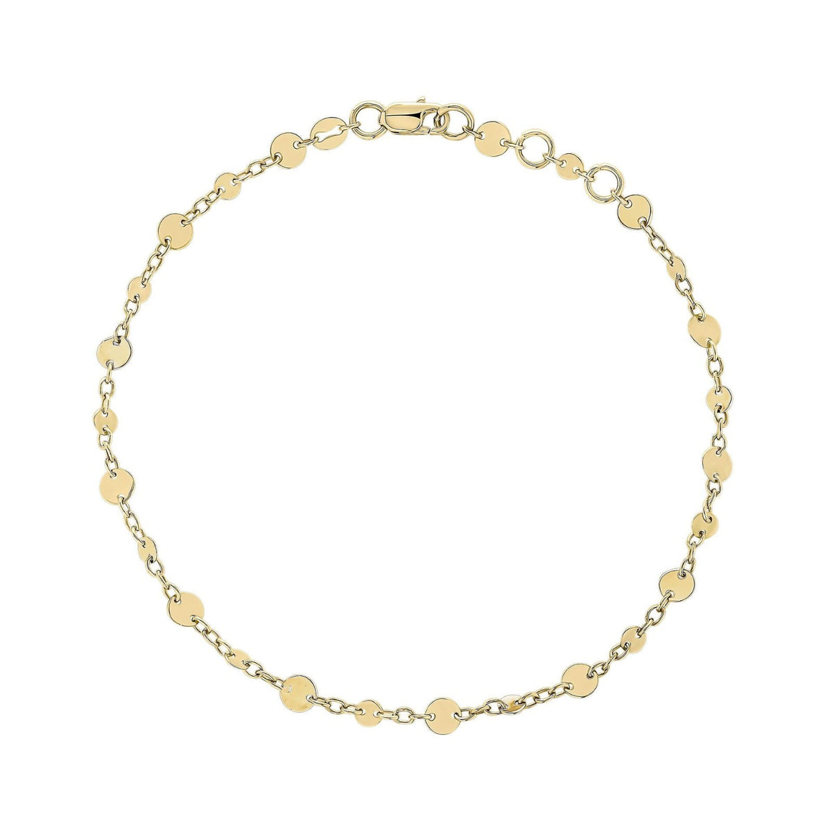 Discs And Chain Bracelet In 9ct Yellow Gold 375 Hallmarked British Made