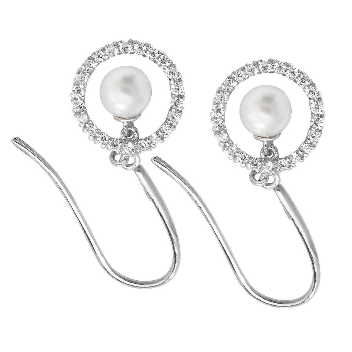 Natural Pearl Drop Earrings 9ct White Gold 375 Hallmarked Brand New Boxed