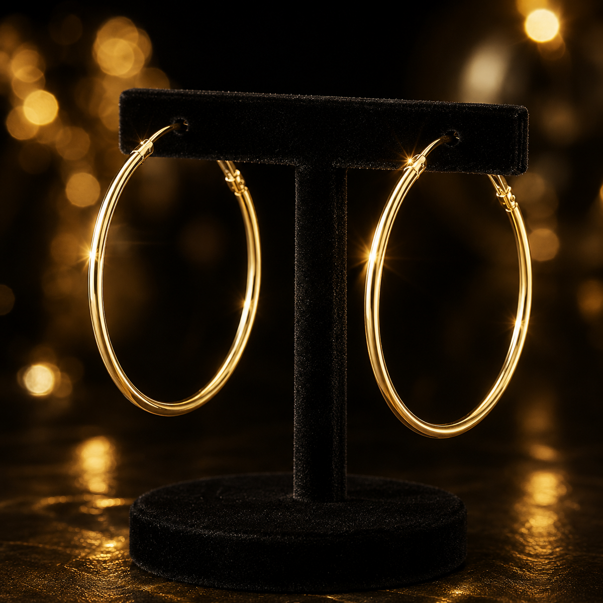 Yellow Gold Hinged Sleeper Earrings 14mm British Made Carat Hoop Creole Hoops