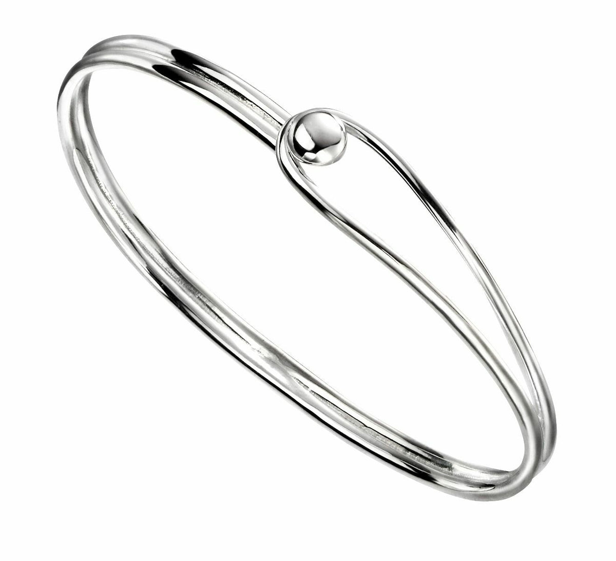 Oval Bangle With Ball Clasp Solid Sterling Silver 925 Hallmarked Brand New