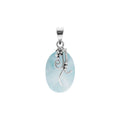 Oval Blue Larimar Pendant Sterling Silver 925 Hallmarked All Chain Lengths