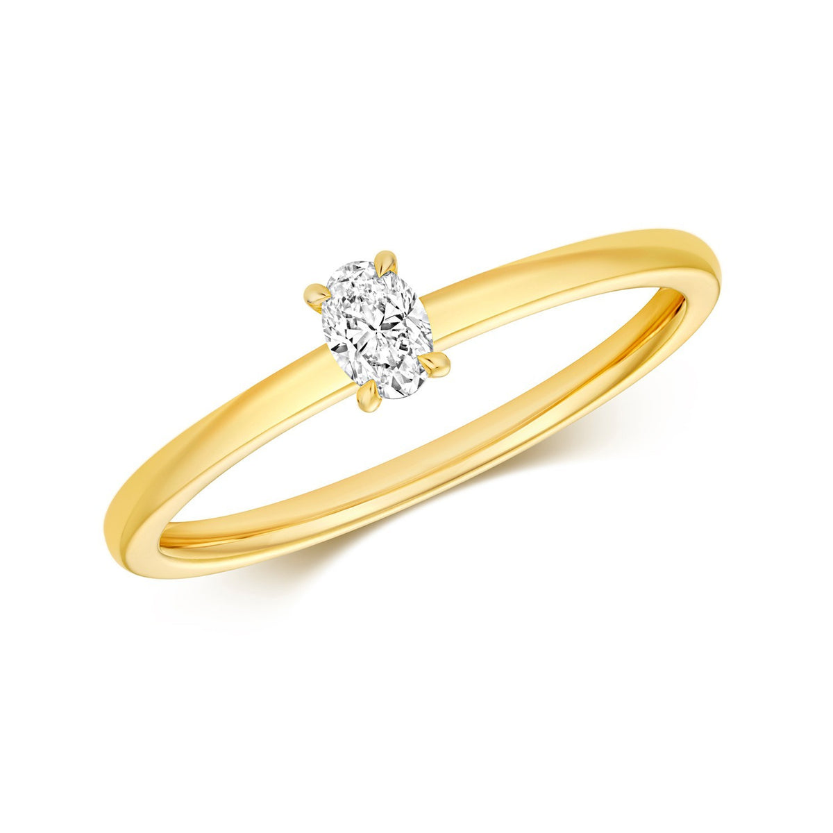 1 Natural Diamond Oval Solitaire Ring 18ct Yellow Gold Hallmarked Sizes K - N