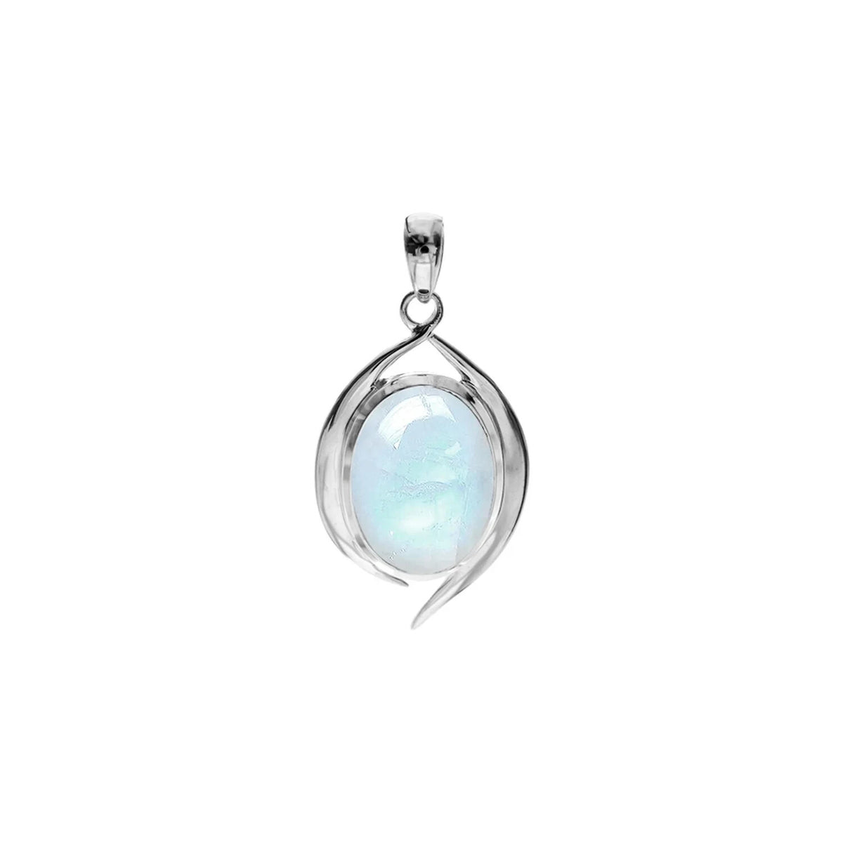 Tailed Oval Moonstone Pendant Sterling Silver 925 Hallmarked All Chain Lengths