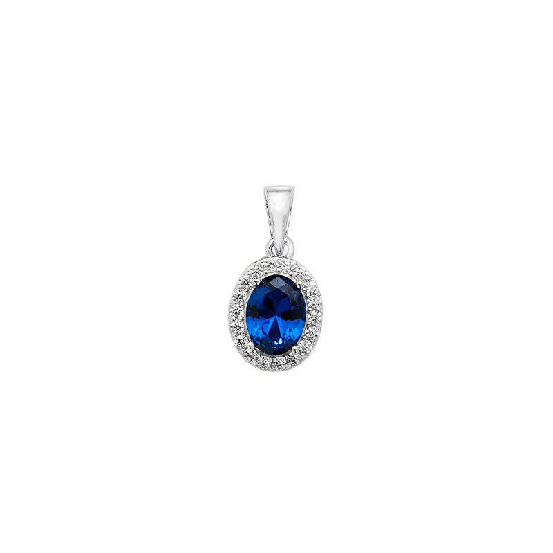 Oval Sterling Silver Sapphire Pendant Hallmarked British Made All Chain Lengths