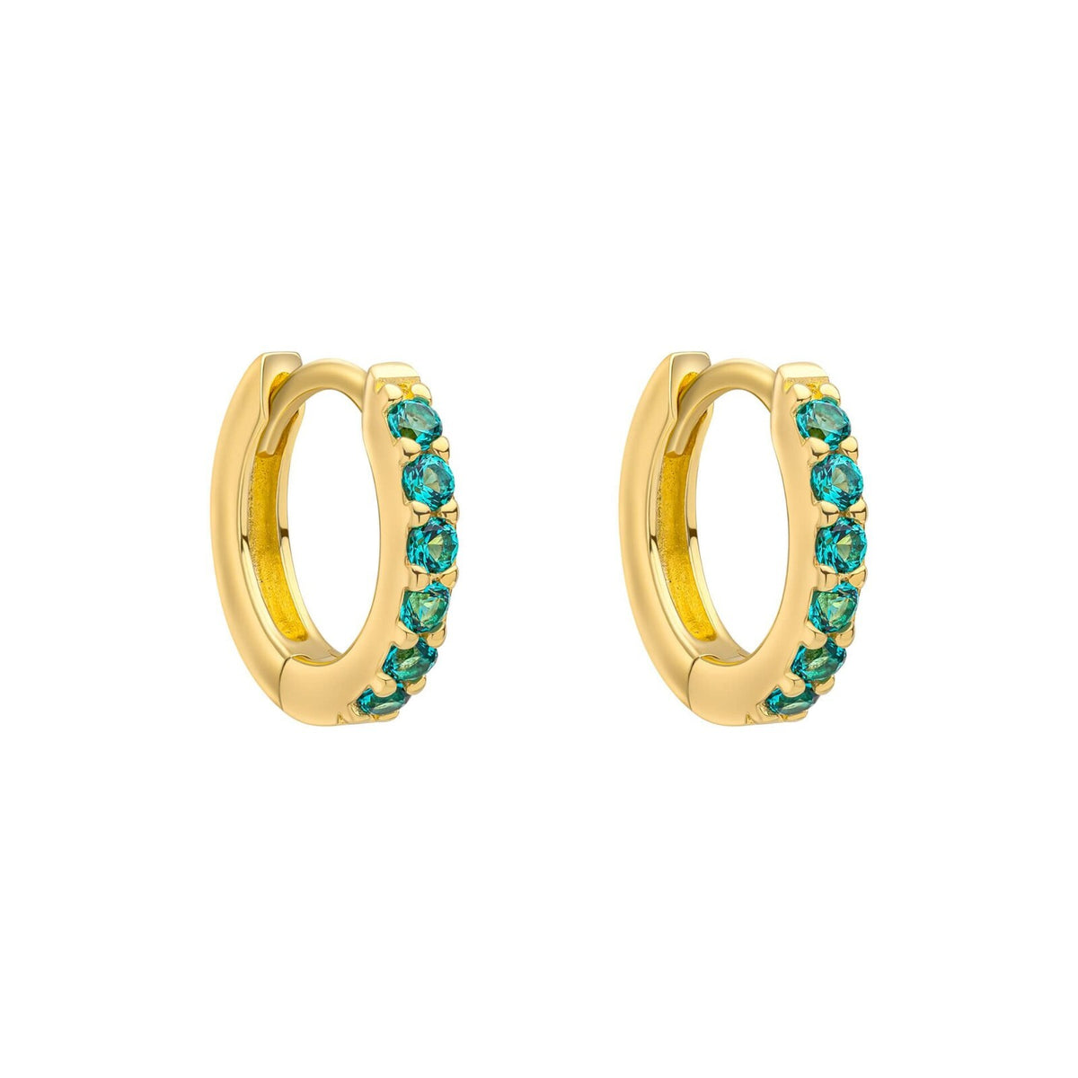 Emerald Hoop Earrings 9ct Yellow Gold Plated Hallmarked Brand New Boxed